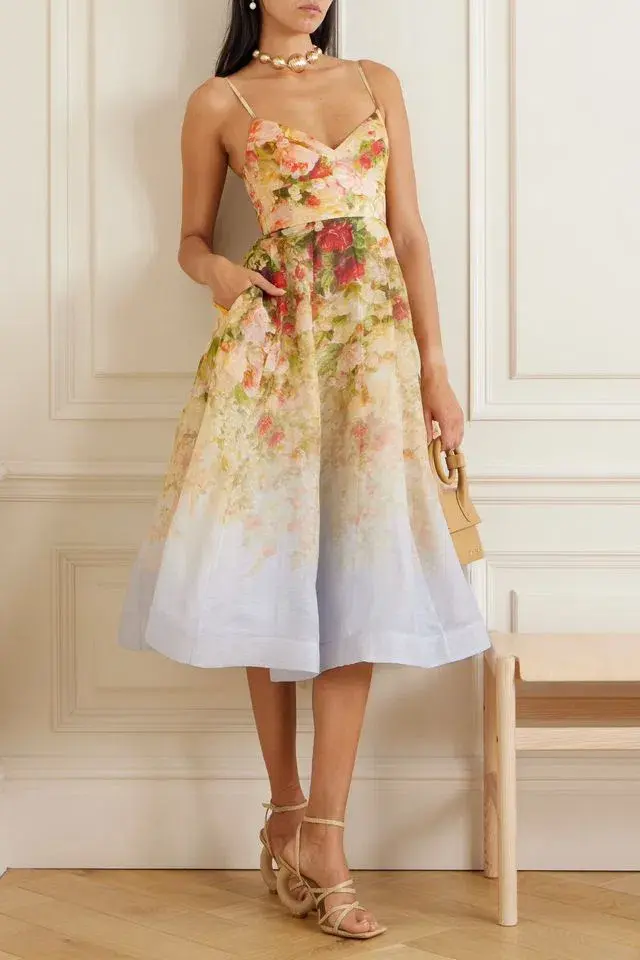 Zimmermann The Luminosity Picnic Dress in Rosy Garden Print Size 8 - Image 1