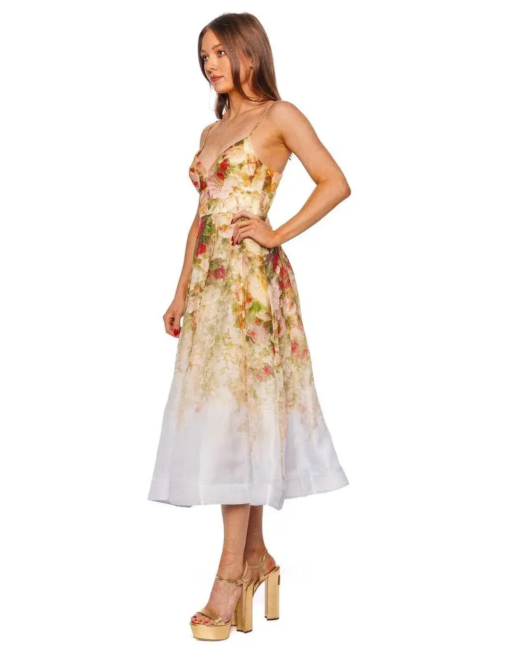 Zimmermann The Luminosity Picnic Dress in Rosy Garden Print Size 1/Au 10 for rent on The Volte - main image