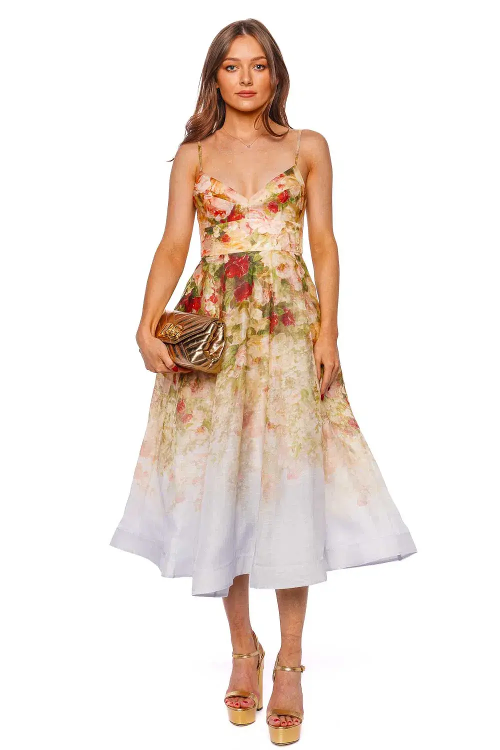 Zimmermann The Luminosity Picnic Dress in Rosy Garden Print Size 1/Au 10 for rent on The Volte - main image