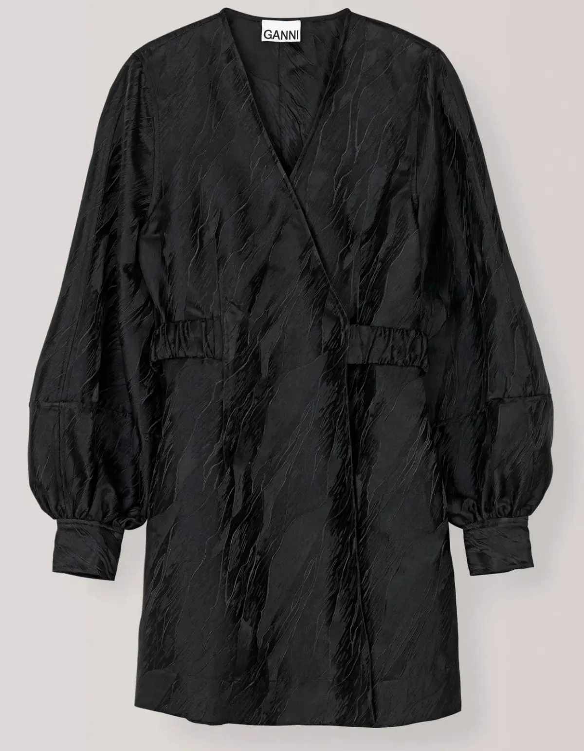Ganni Jacquard Black Wrap Dress Black Size 10 - Image 4