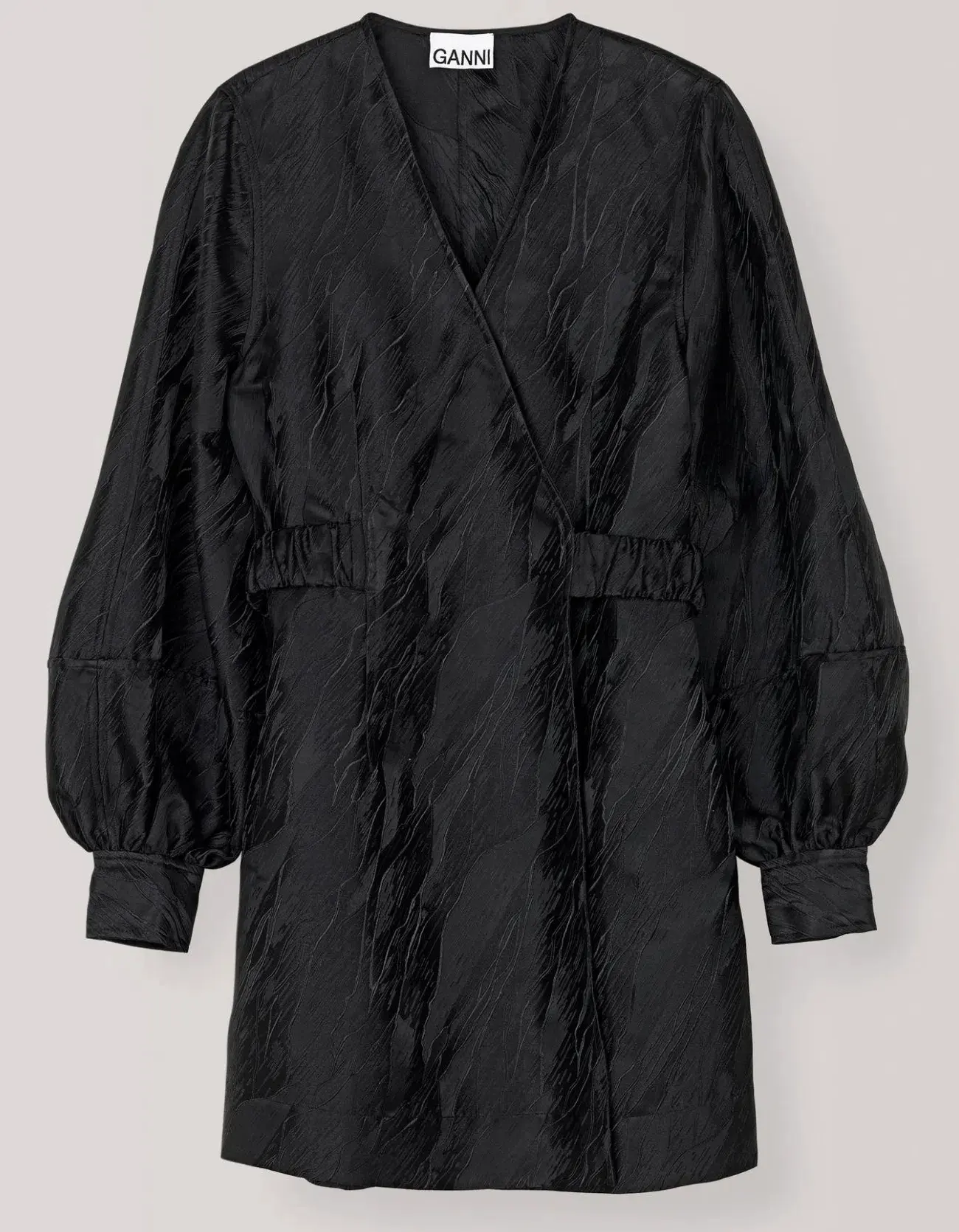 Ganni Jacquard Black Wrap Dress Black Size 10 - Image 4