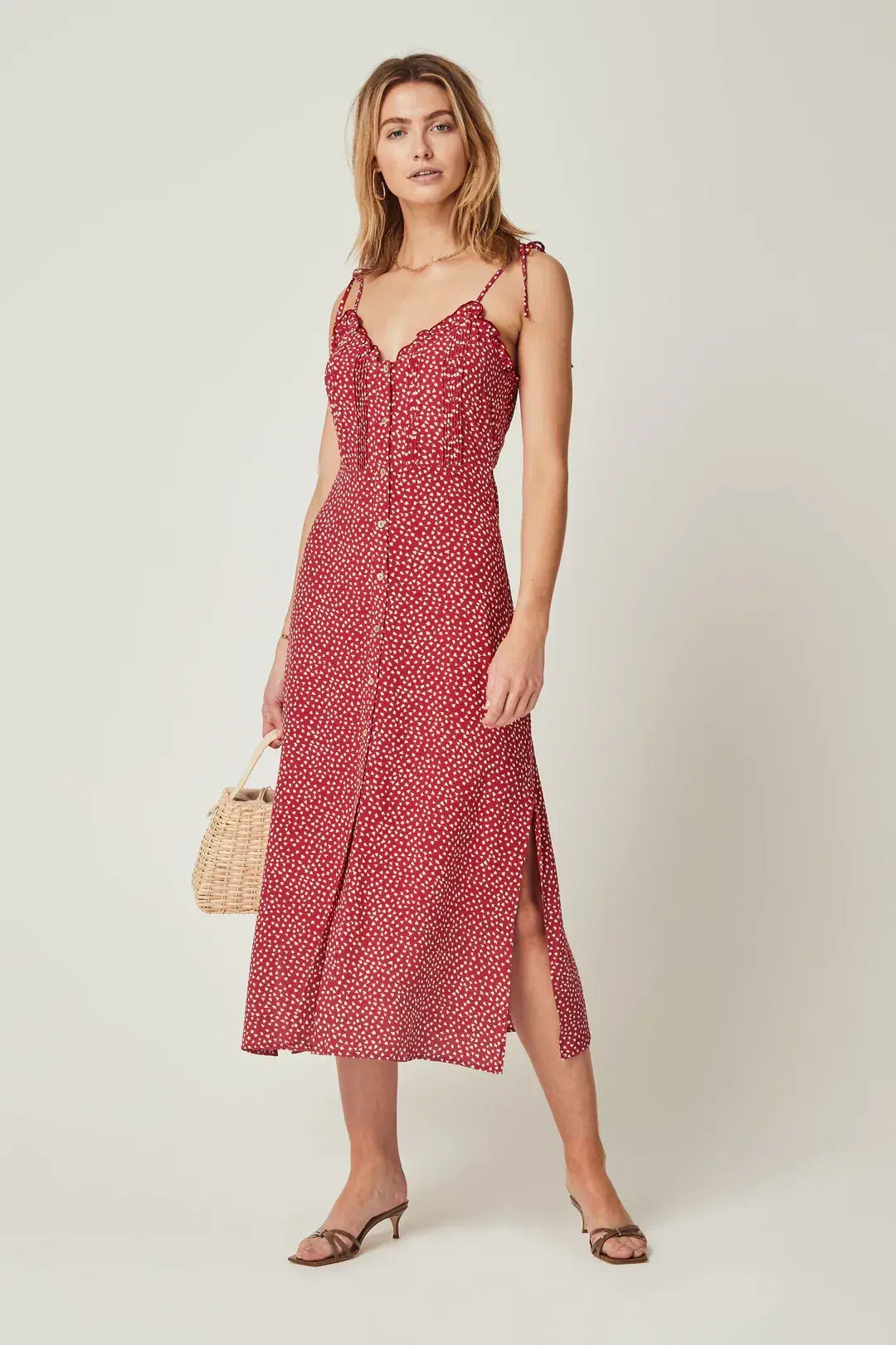 Auguste the Label River Della Midi Dress Red Size 12 - Image 1