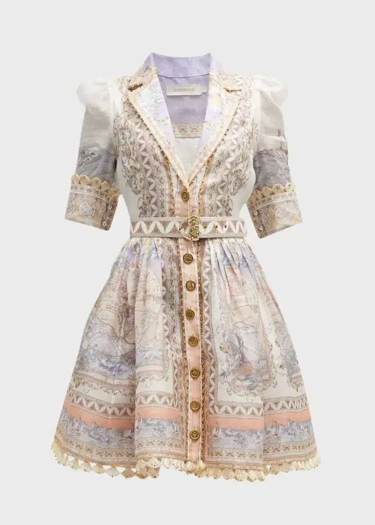 Zimmermann The High Tide Mini Shirt Dress In Odyssey Print Size 2 / Au 12 - Image 4