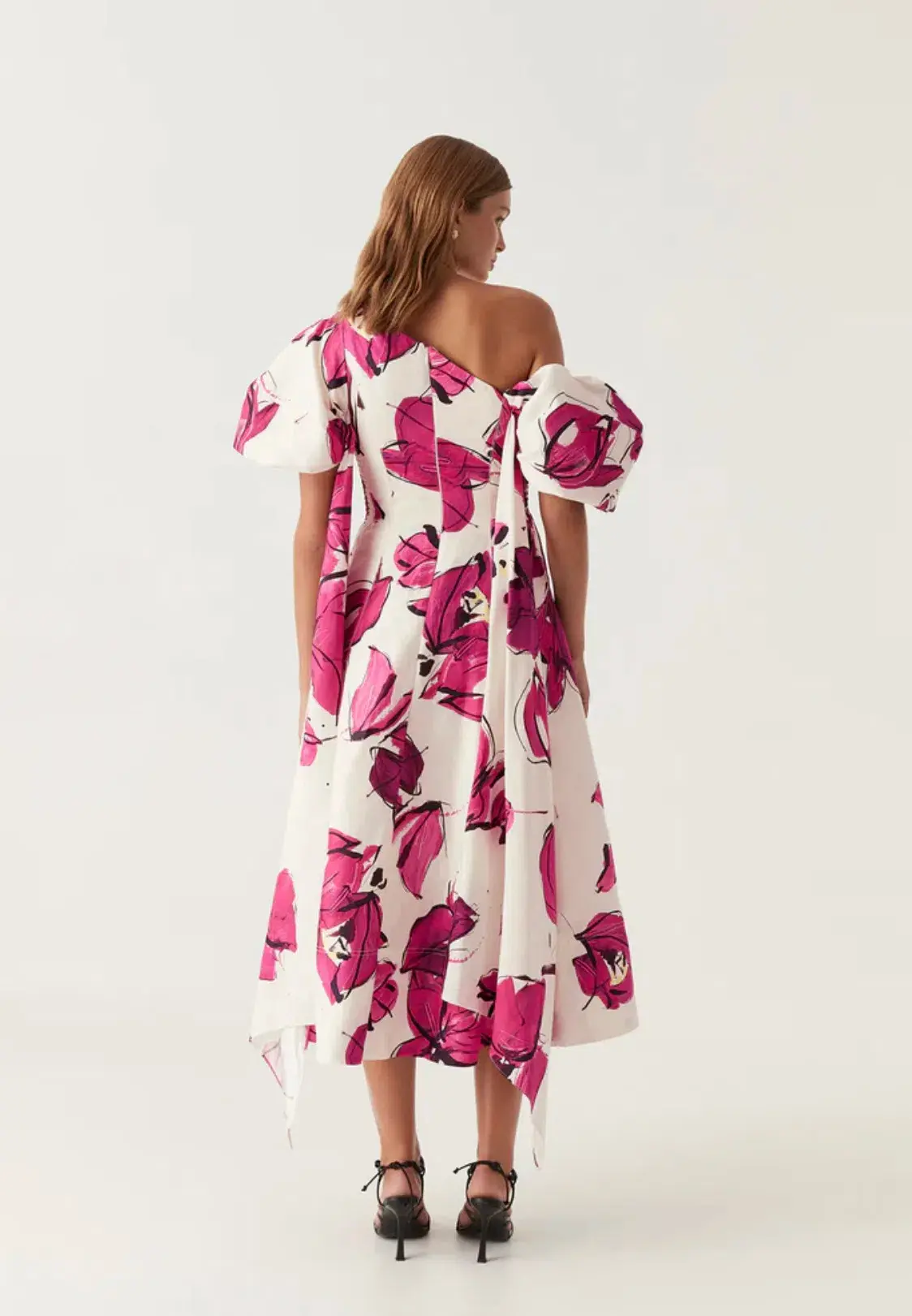Aje Arista Tulip Sleeve Midi Dress Falling Florals Size 8 - Image 3