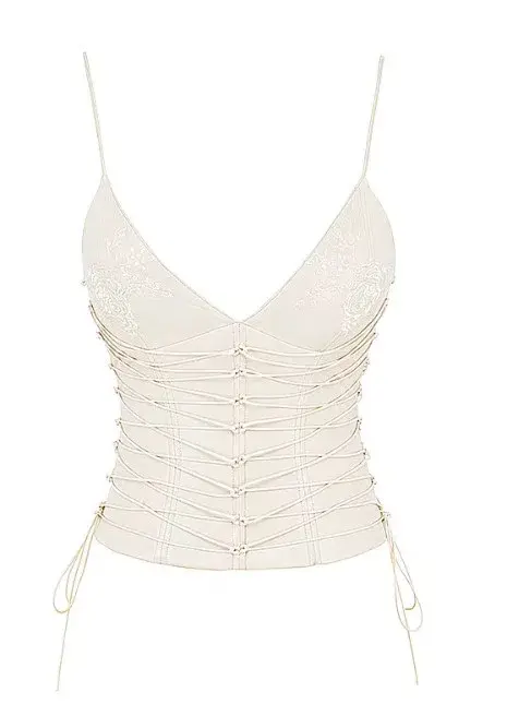 House of CB Antonella Vegan Leather Corset & Kaira Draped Skirt Set Off White Size XS/S - Image 4