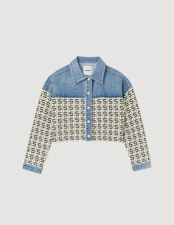 Sandro Cropped Denim Coatigan Jacket Blue Jean Size 1 / AU 8 - Image 3