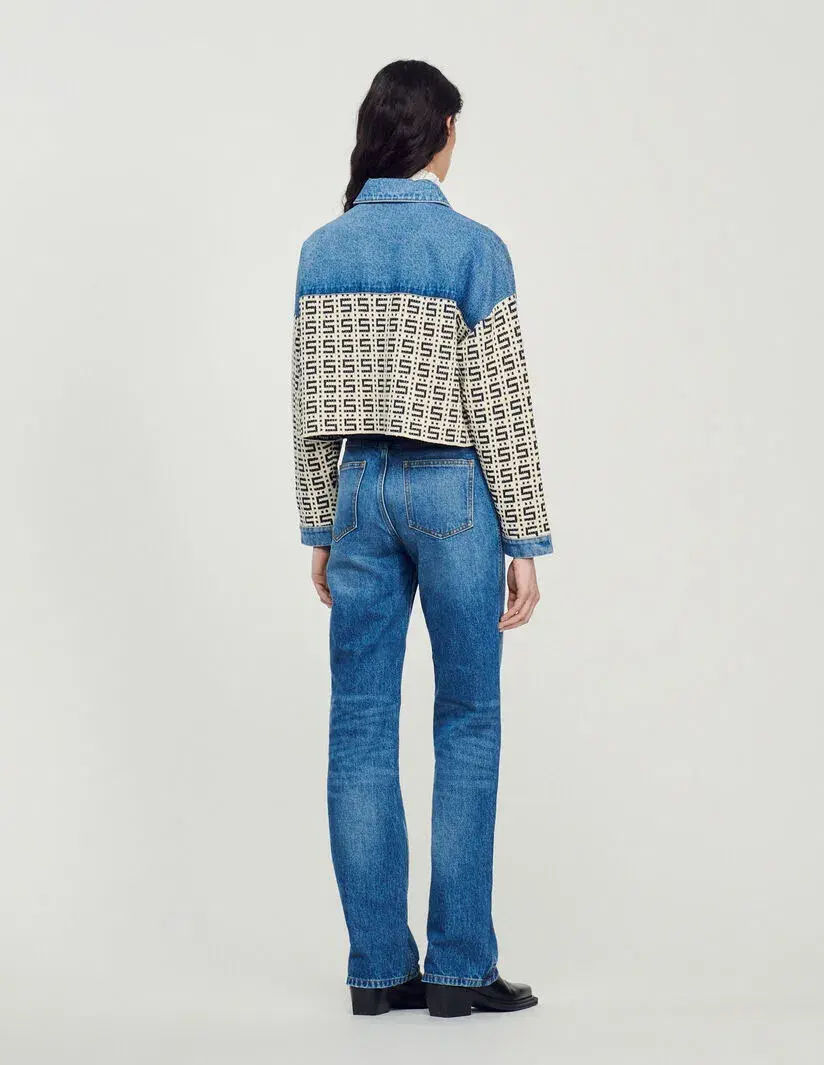 Sandro Cropped Denim Coatigan Jacket Blue Jean Size 1 / AU 8 - Image 2