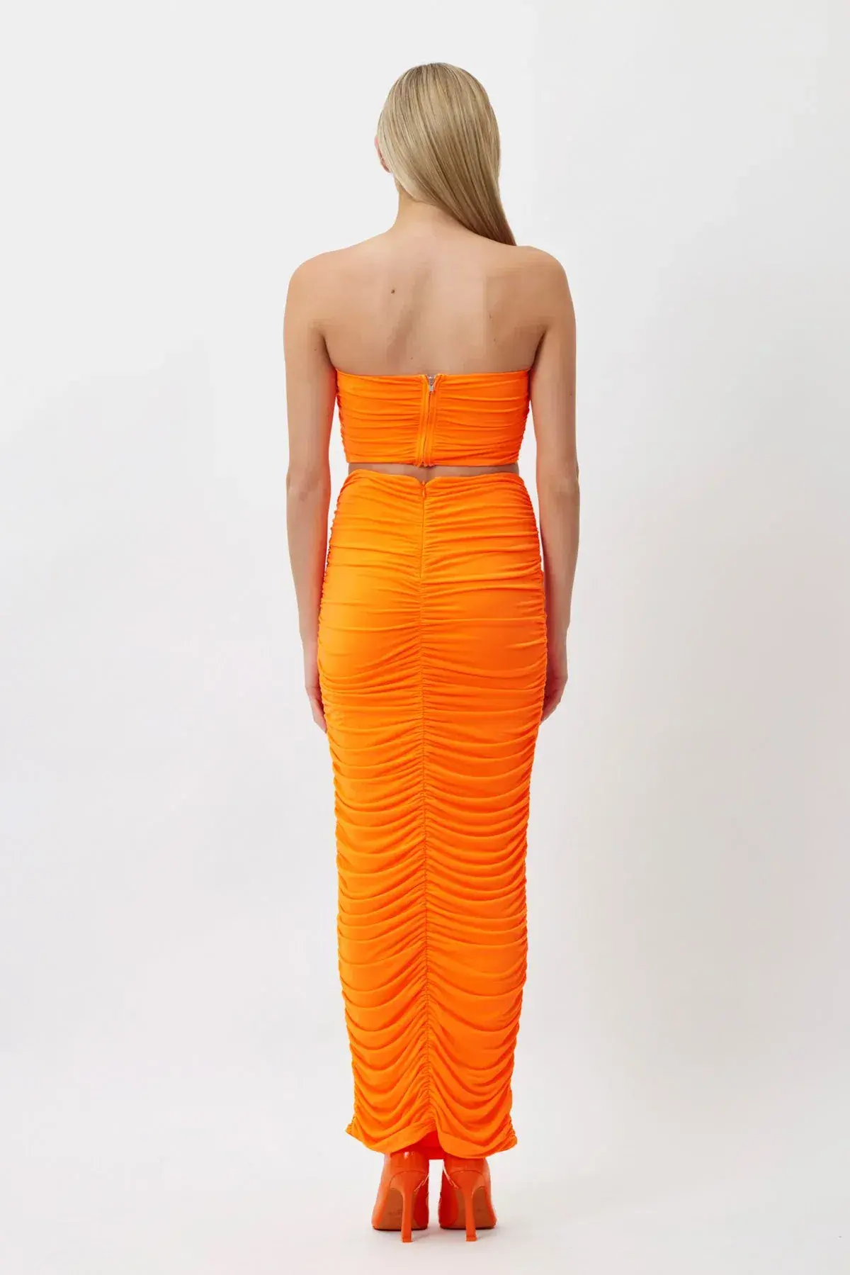 Bianca & Bridgett Julie Ruched Crop Top & Maxi Skirt Set Orange Size S / AU 8 - Image 3