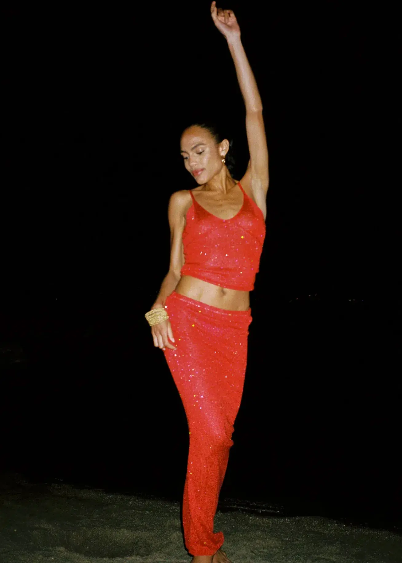 Asta Resort Carolina Camisole and Skirt Set Rossa Sequin Size 6 - Image 2