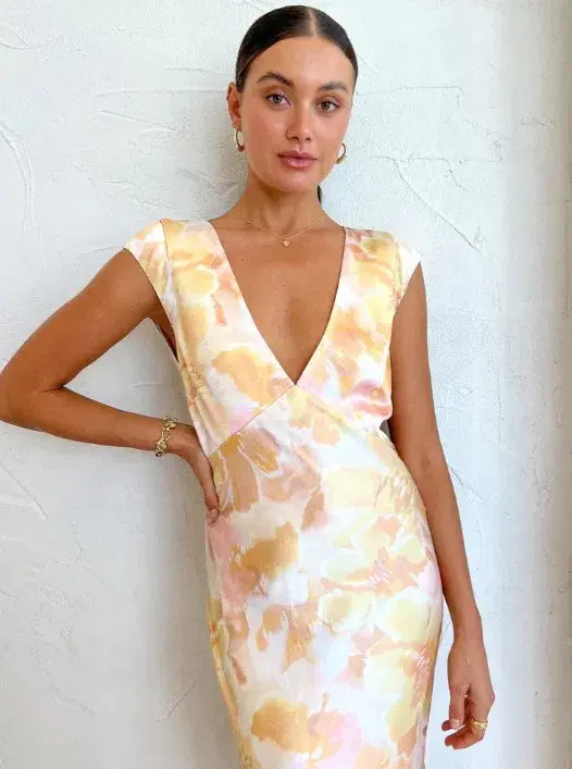 Bec & Bridge Indi V Neck Maxi Dress In Floral Haze Size AU 6 for rent on The Volte - main image