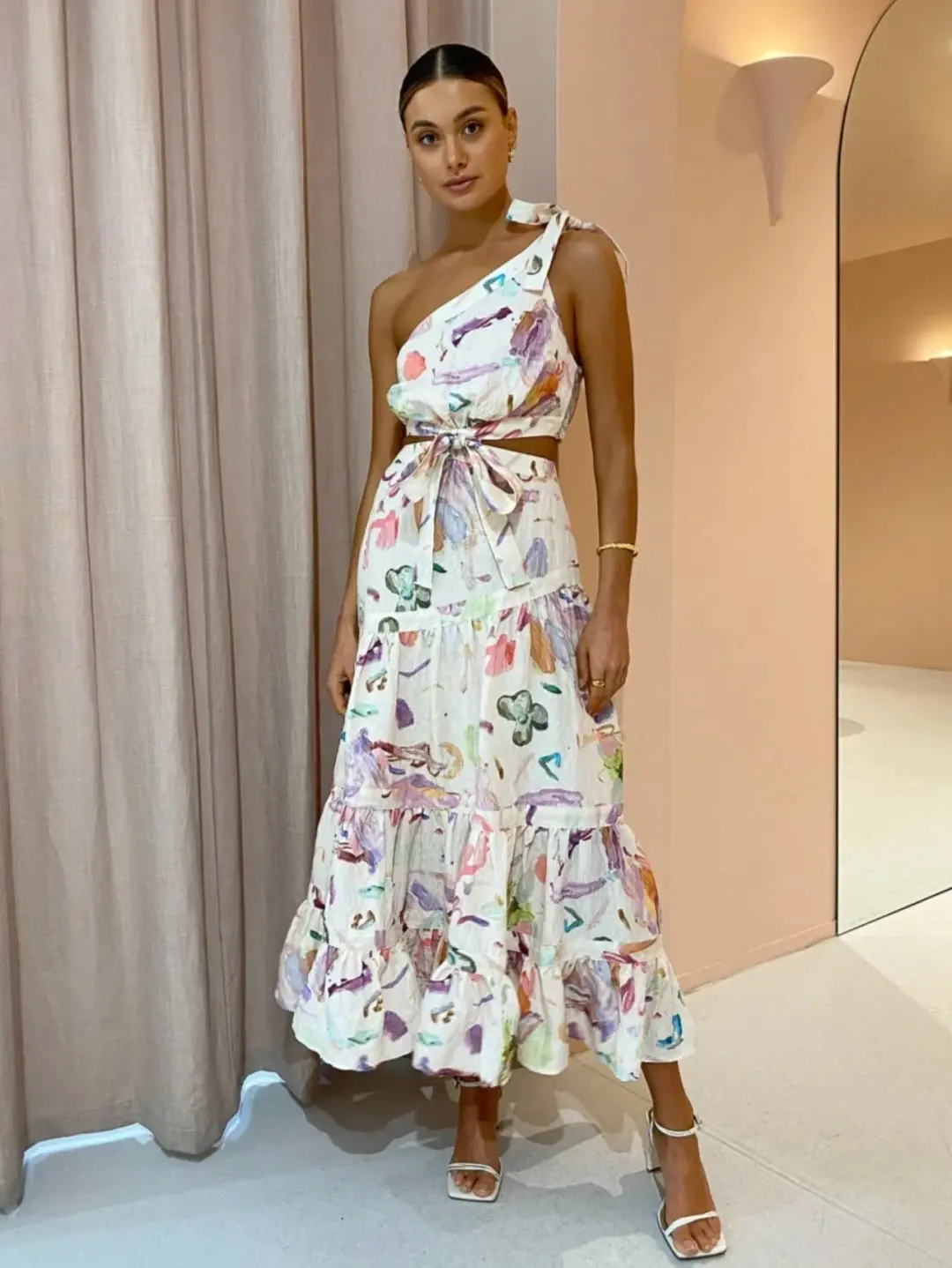 Alemais Annie One Shoulder Dress Print Size 10 for rent on The Volte - main image