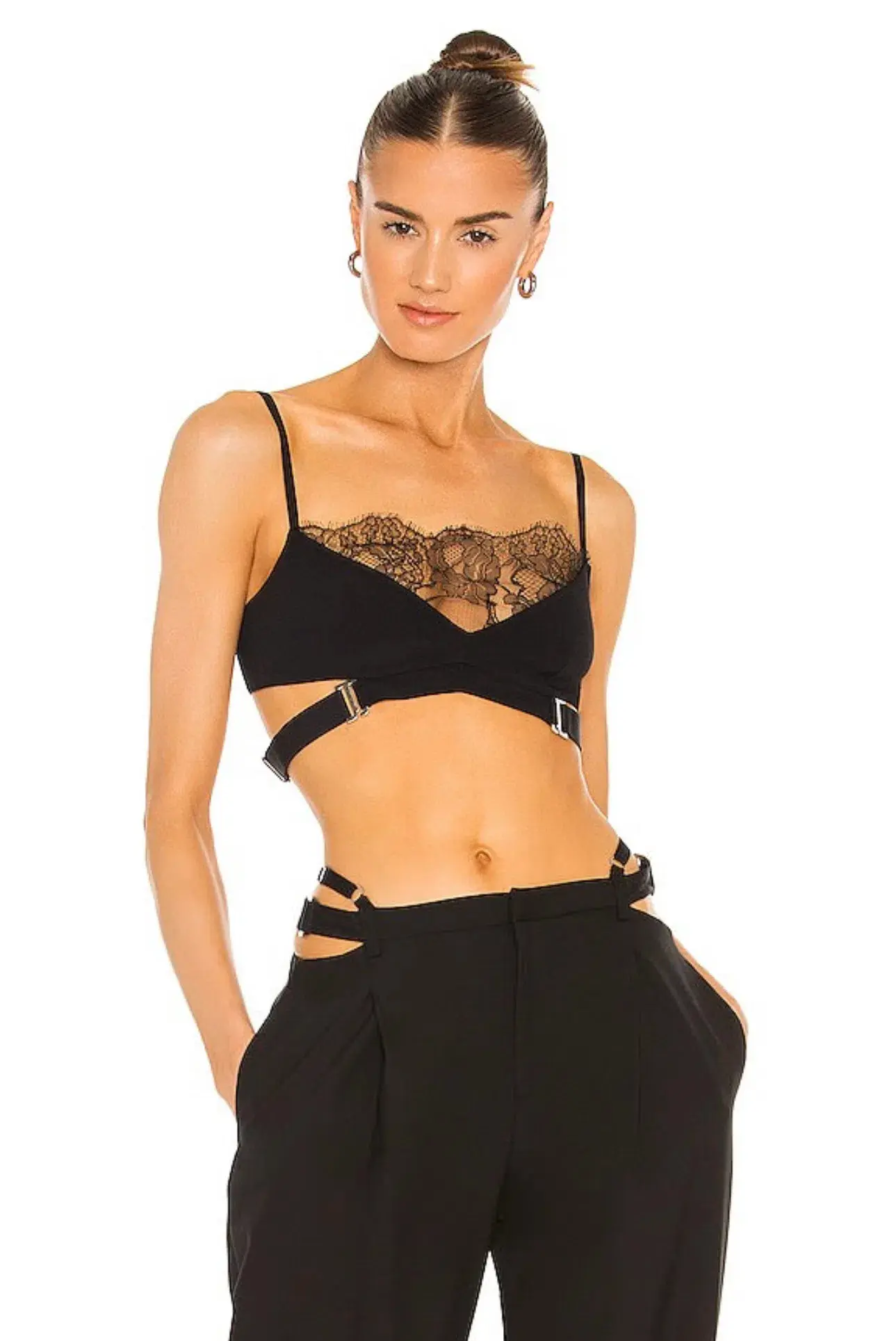 Dion Lee Lace Trimmed Cut Out Bralette Black Size 8 - Image 2