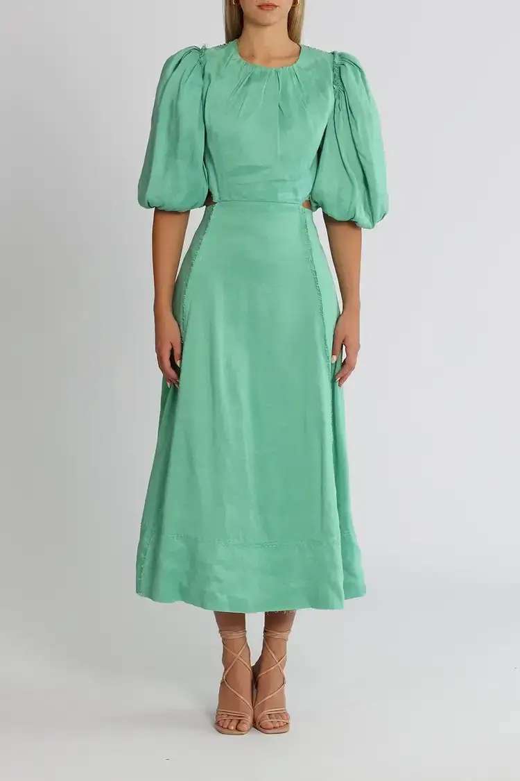Aje Relic Beaded Midi Dress in Neptune Green Size 14 - Image 1