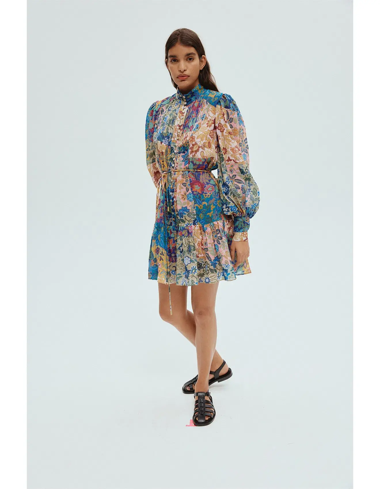 Alemais Bella Patchwork Mini Dress Floral Size 8 - Image 2