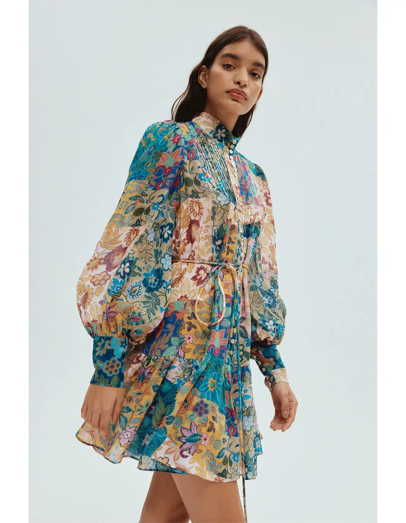 Alemais Bella Patchwork Mini Dress Floral Size 8 - Image 5