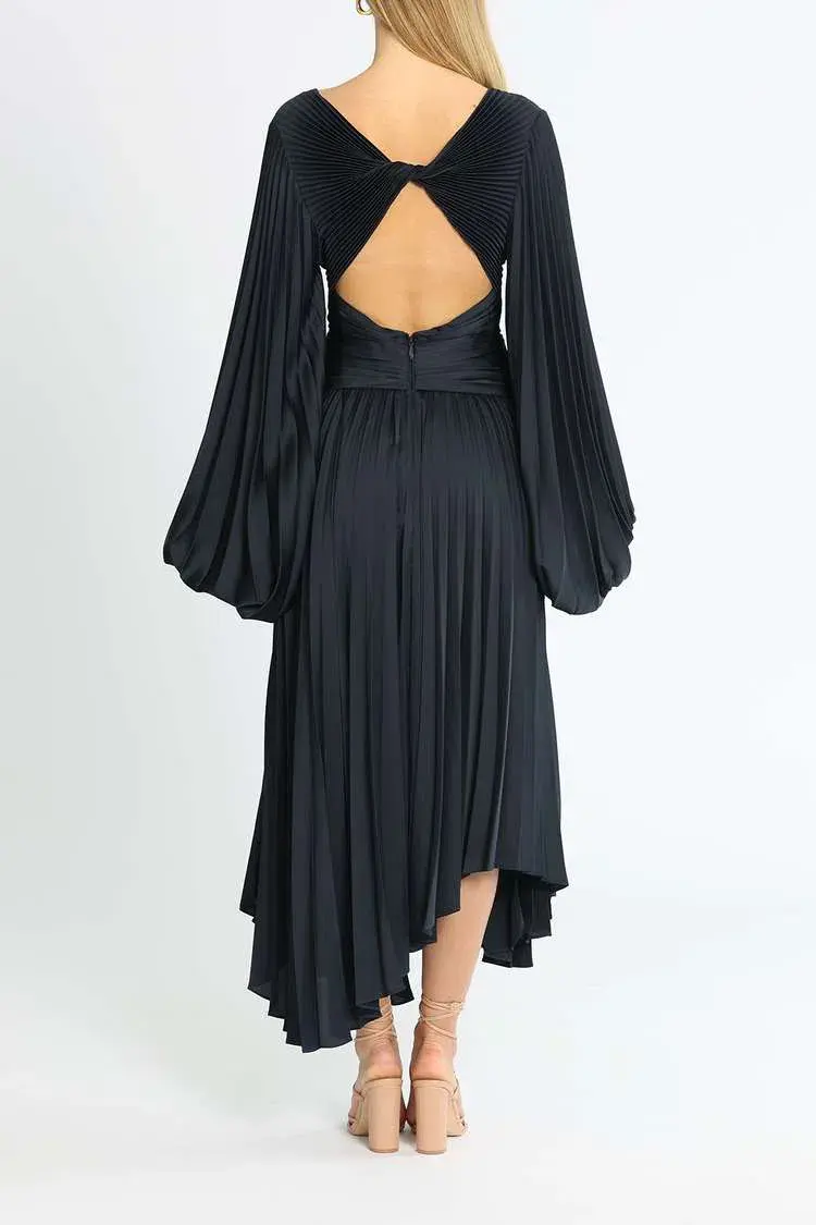 Acler Palms Dress Navy Size 6 - Image 3