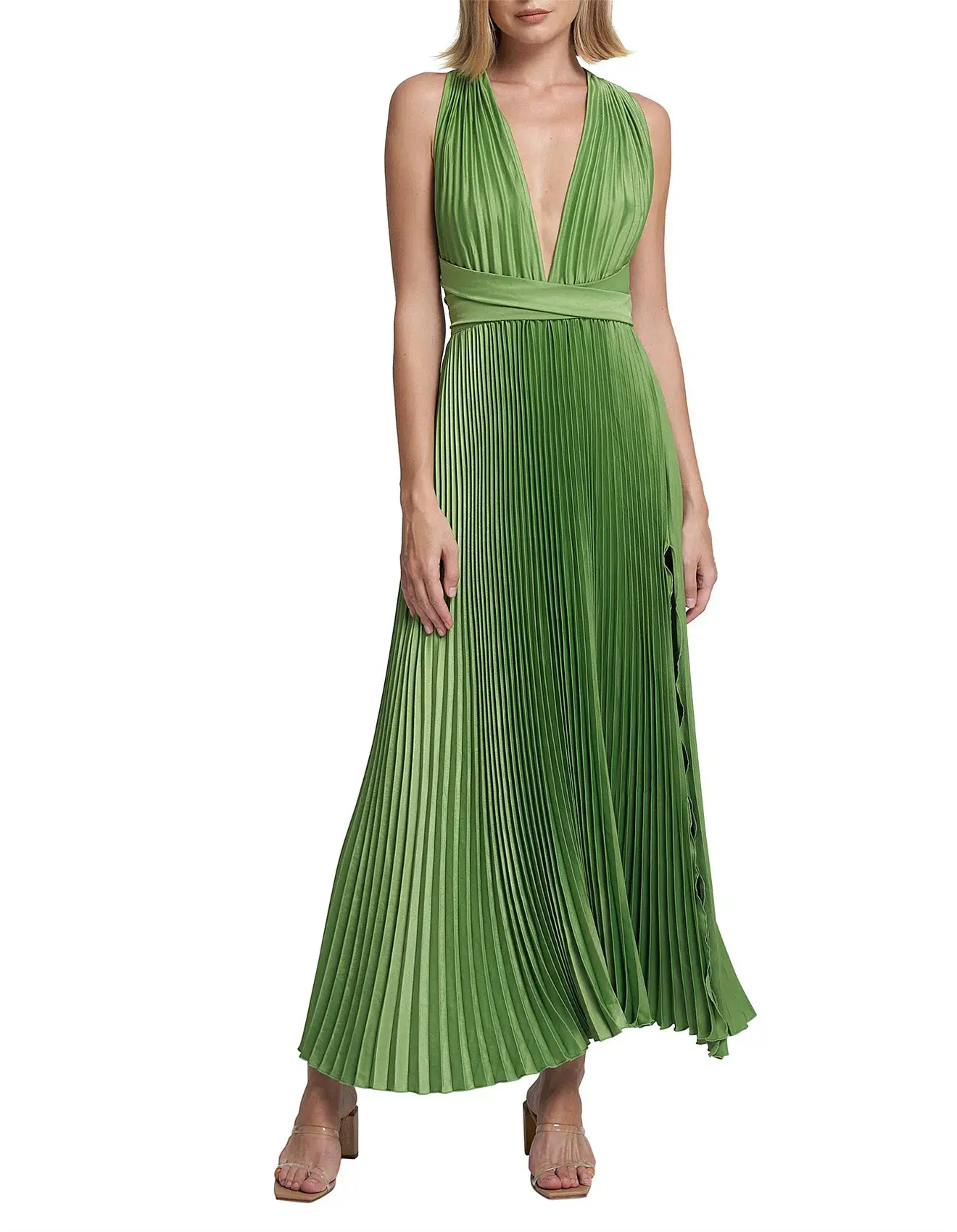 L'Idee Moderniste Split Gown Green Size 14 - Image 4