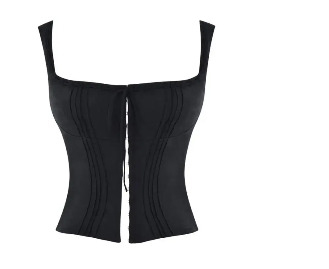 House of CB Chicca Square Neck Corset Top Black Size S/Au 8 for rent on The Volte - main image