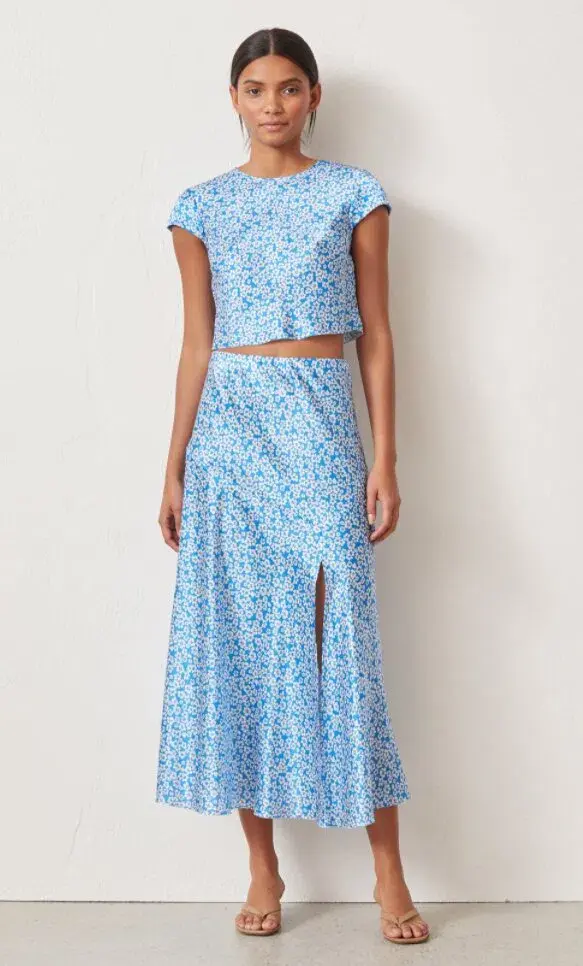 Bec & Bridge Alizee Silk Top Blue Floral Size 8 - Image 1