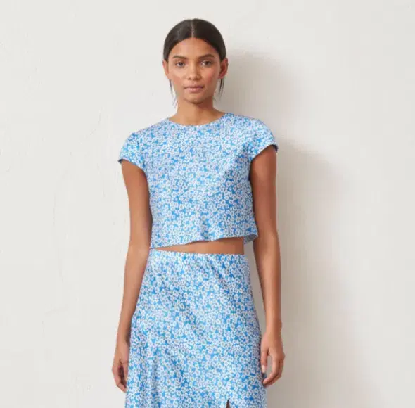 Bec & Bridge Alizee Silk Top Blue Floral Size 8 for rent on The Volte - main image