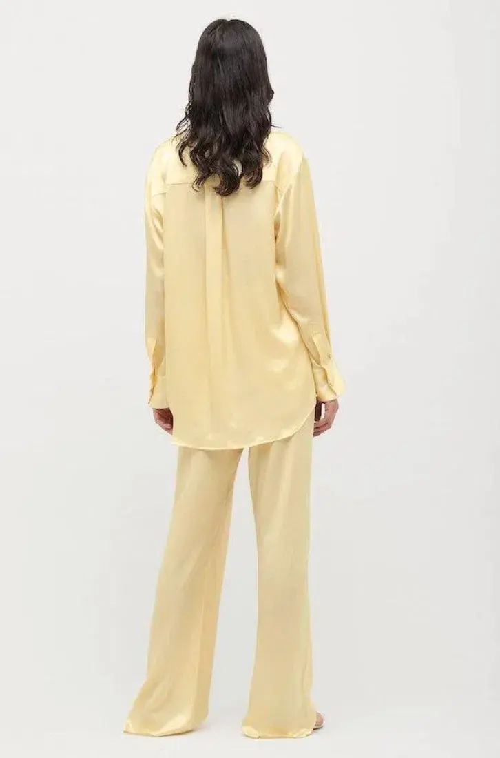 Michael Lo Sordo Relaxed Silk Blazer Pale Yellow Size 8 - Image 4