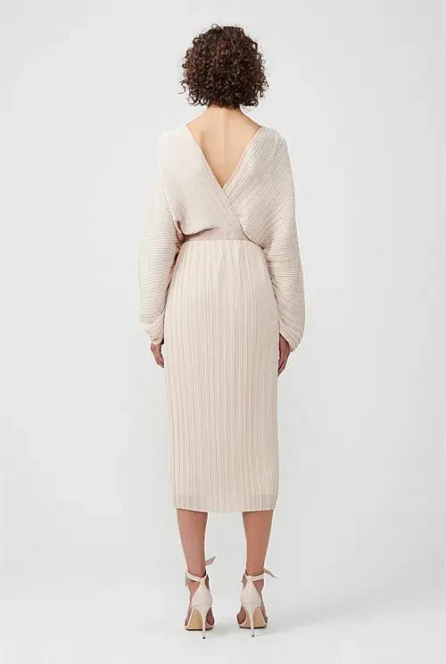 Country Road CR Capsule Belted Pleat Dress Cream Size 14 - Image 2