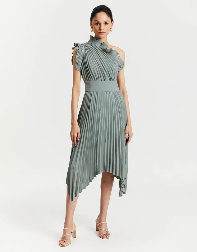 Mossman The Ladylike Dress Midi Dress Sage Green Size 12 for rent on The Volte - main image