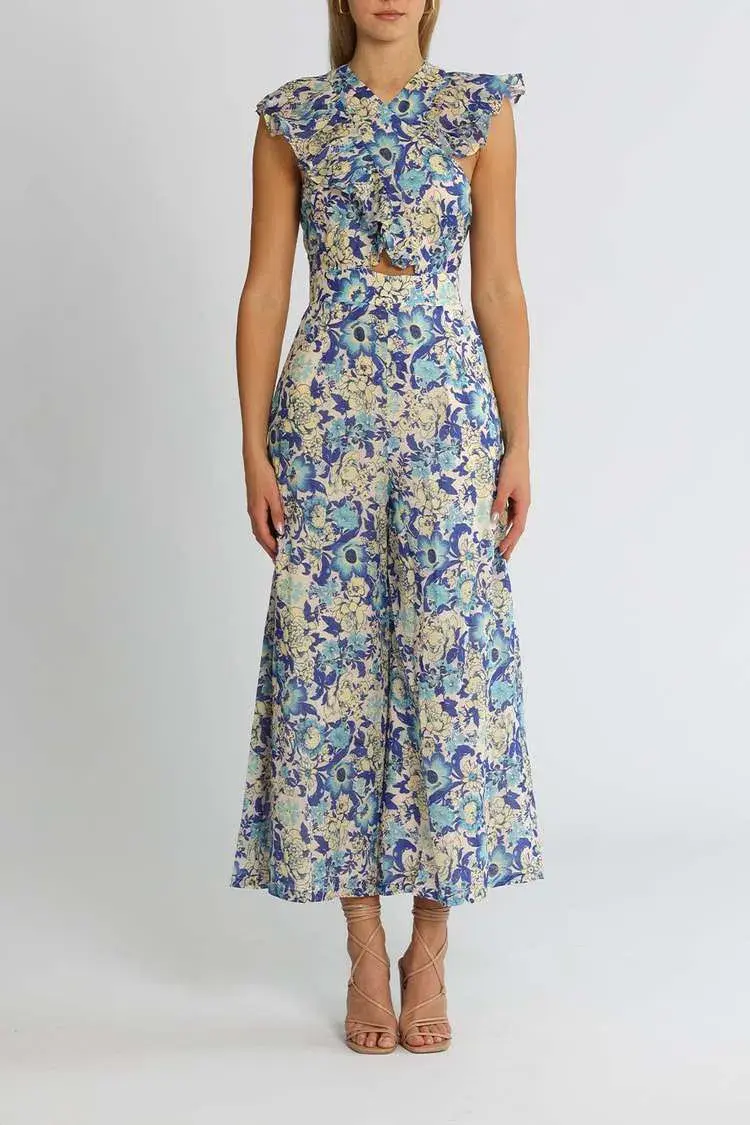 Alice McCall Frida Jumpsuit Sapphire Blue Print Size 12 - Image 1
