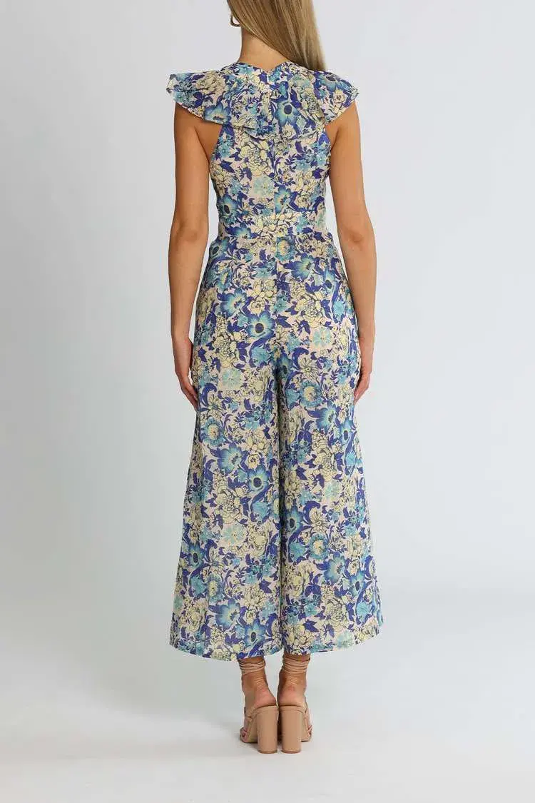 Alice McCall Frida Jumpsuit Sapphire Blue Print Size 12 - Image 3