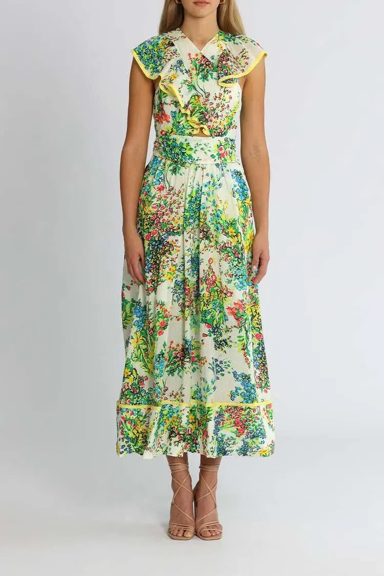Alice McCall Living For You Midi Dress Floral Green Size 10 - Image 1