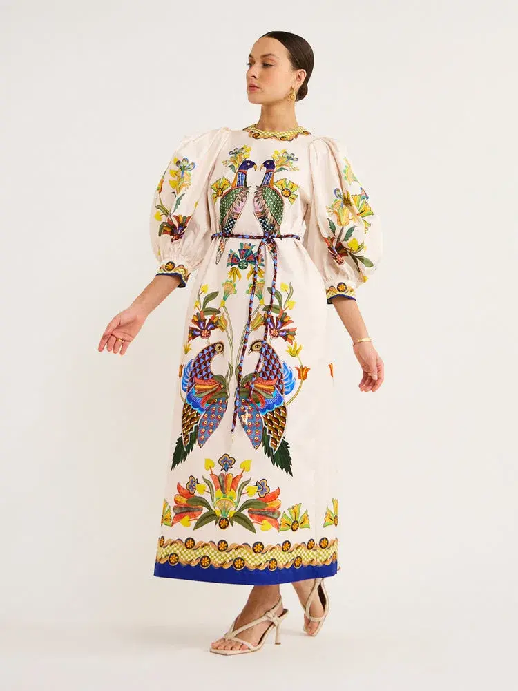 Alemais Effie Puff Sleeved Dress Print Size 14 - Image 2