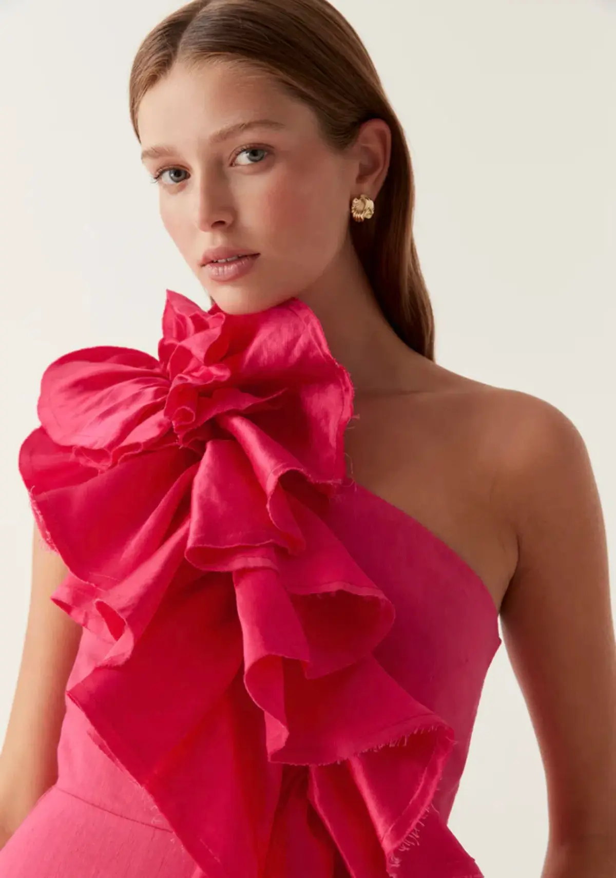 Aje Adelia Ruffle Midi Dress Bougainvillea Red Size 8 - Image 2