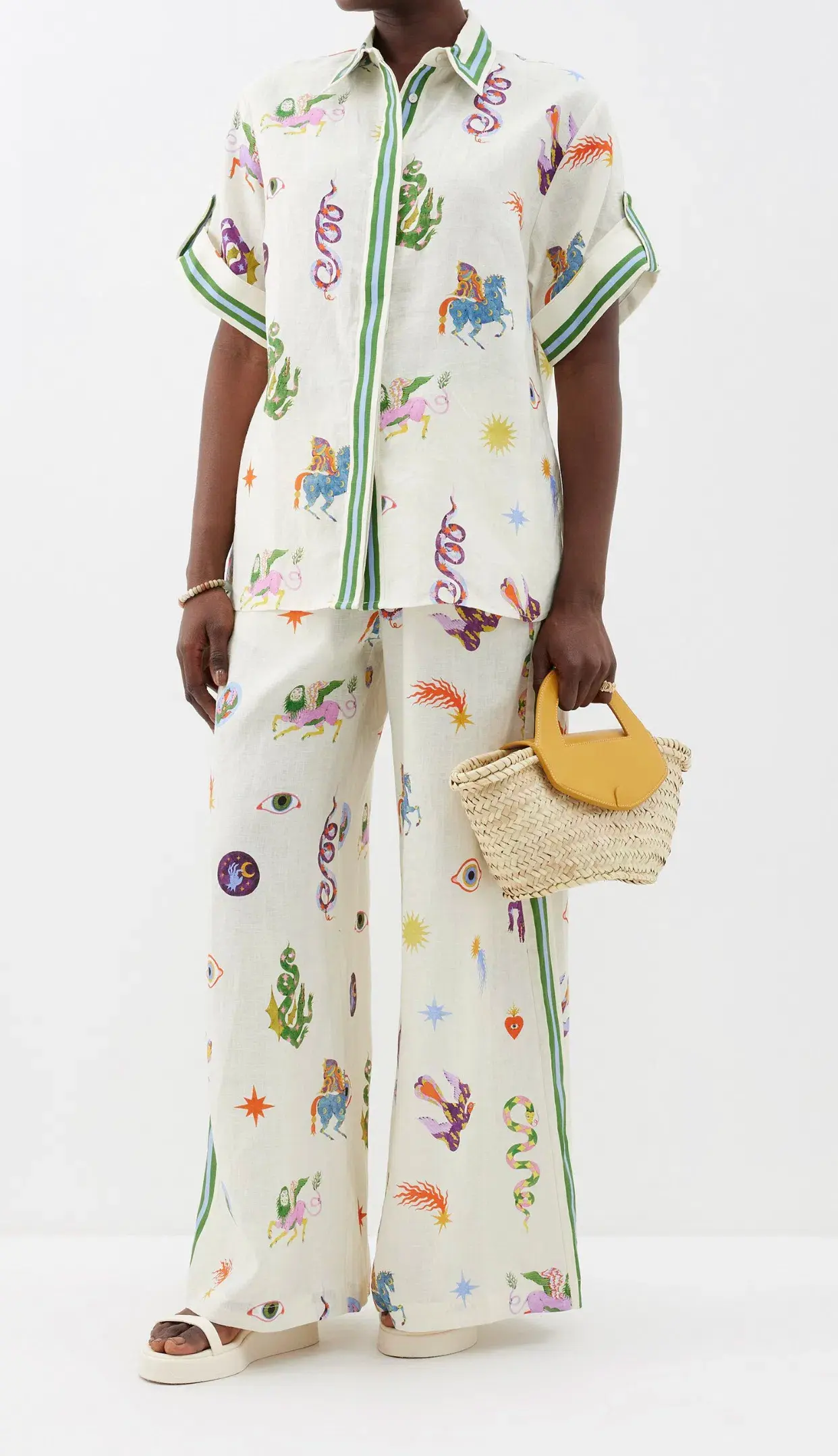 Alemais Matches Exclusive Ivory Aether Pants and Top Set Print Size 14 - Image 1