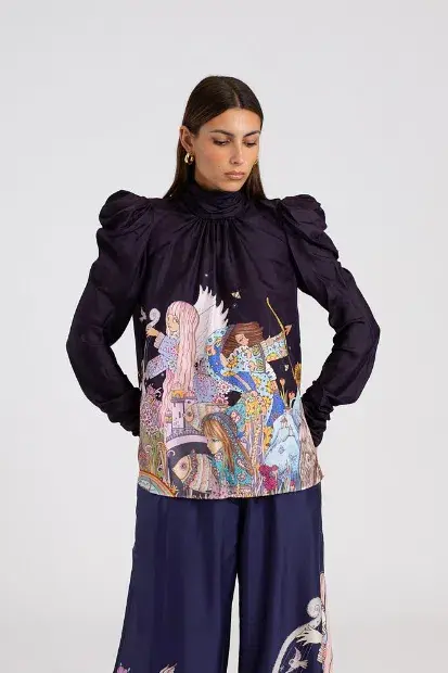 Zimmermann Celestial Zodiac Blouse & Pants Set Print Size 4/Au 16 - Image 2
