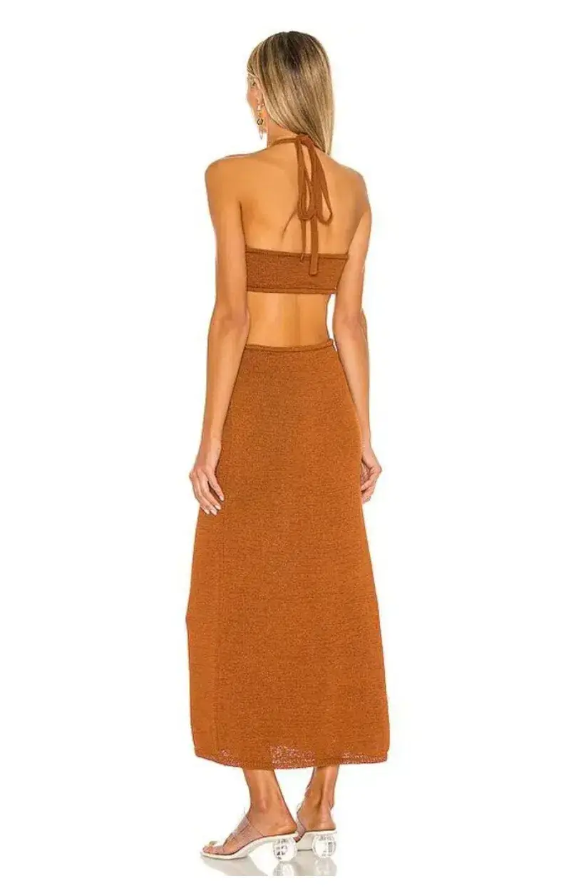 Cult Gaia Cameron Knit Dress Brown Size L/Au 12 for rent on The Volte - main image