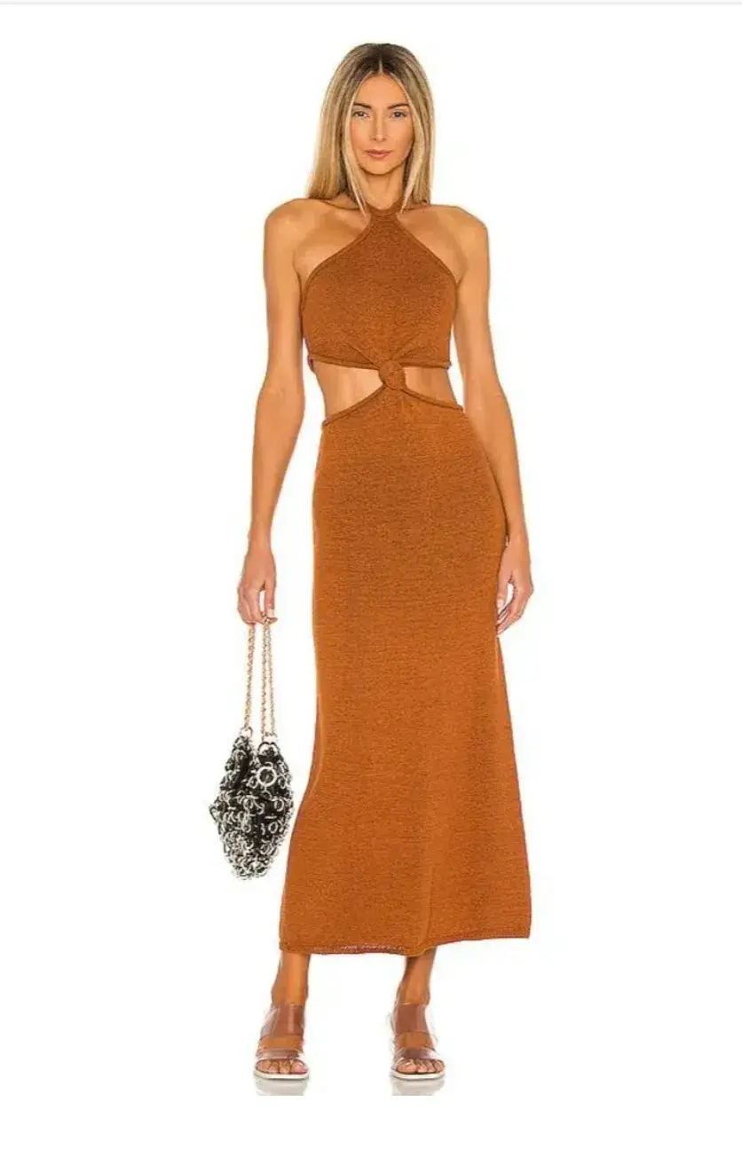 Cult Gaia Cameron Knit Dress Brown Size L/Au 12 for rent on The Volte - main image