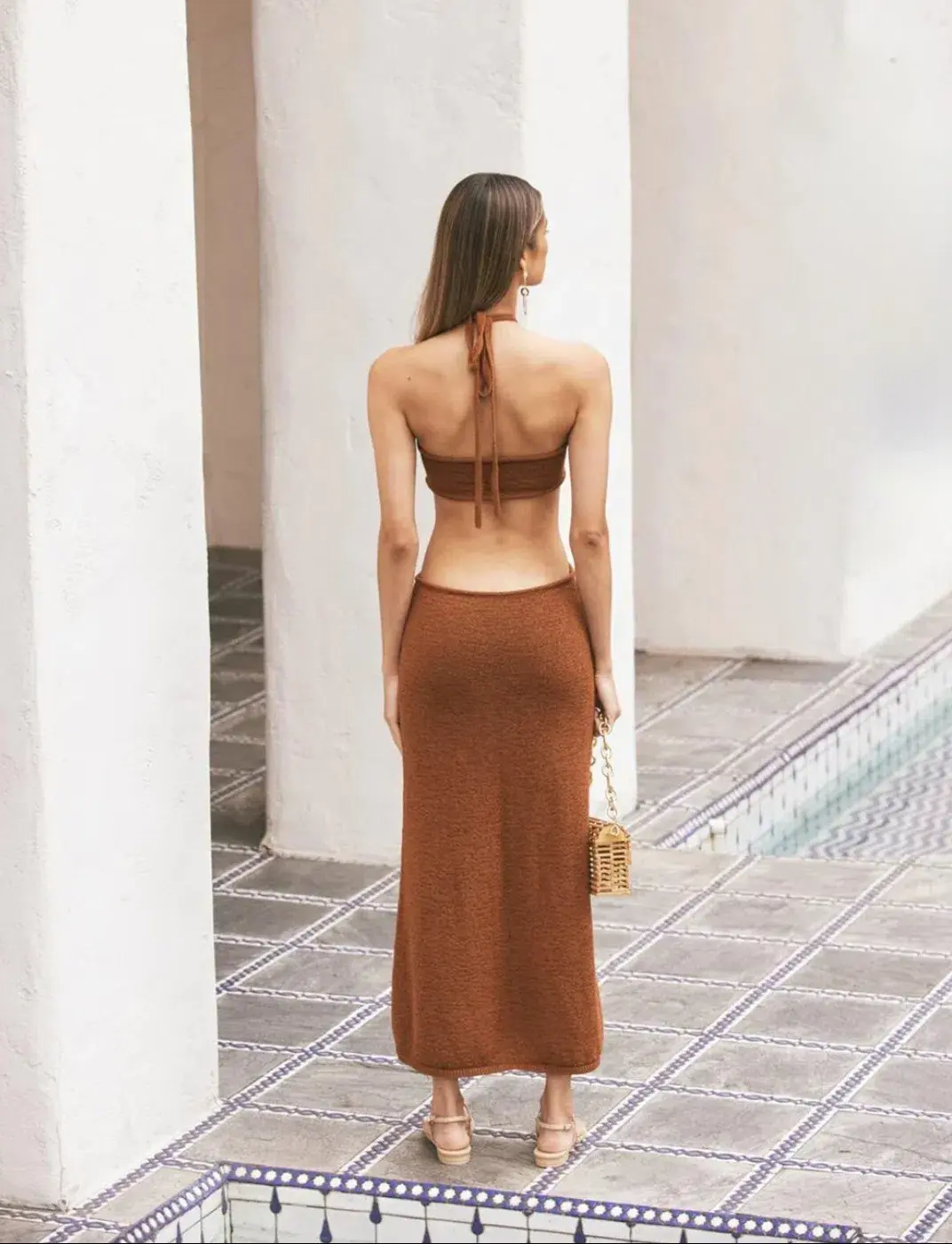 Cult Gaia Cameron Knit Dress Brown Size L/Au 12 for rent on The Volte - main image