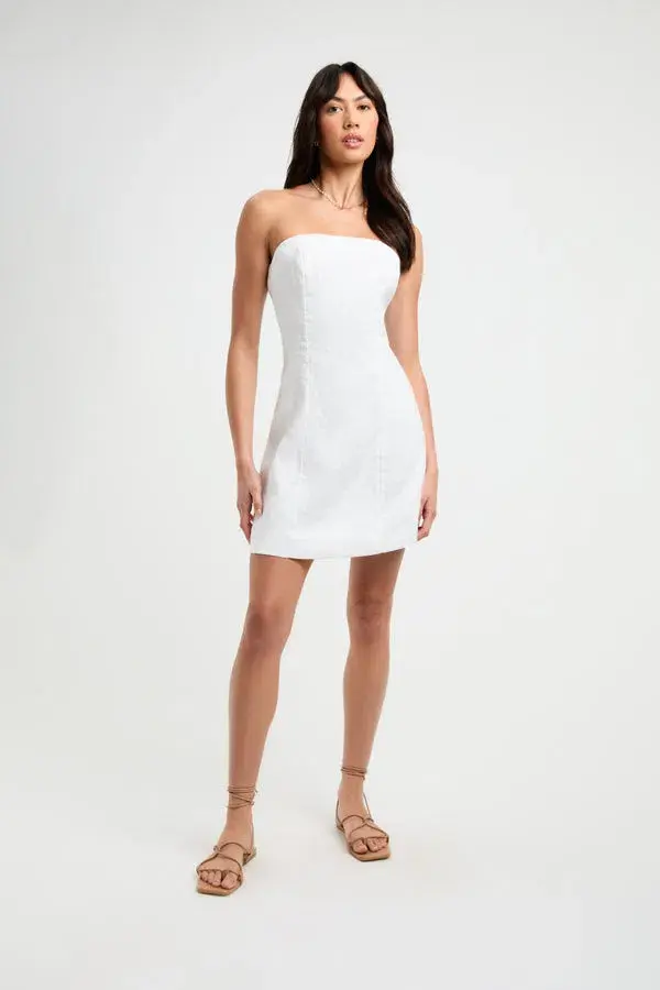 Kookai Palm Strapless Dress White Size 34 / AU 6 - Image 1