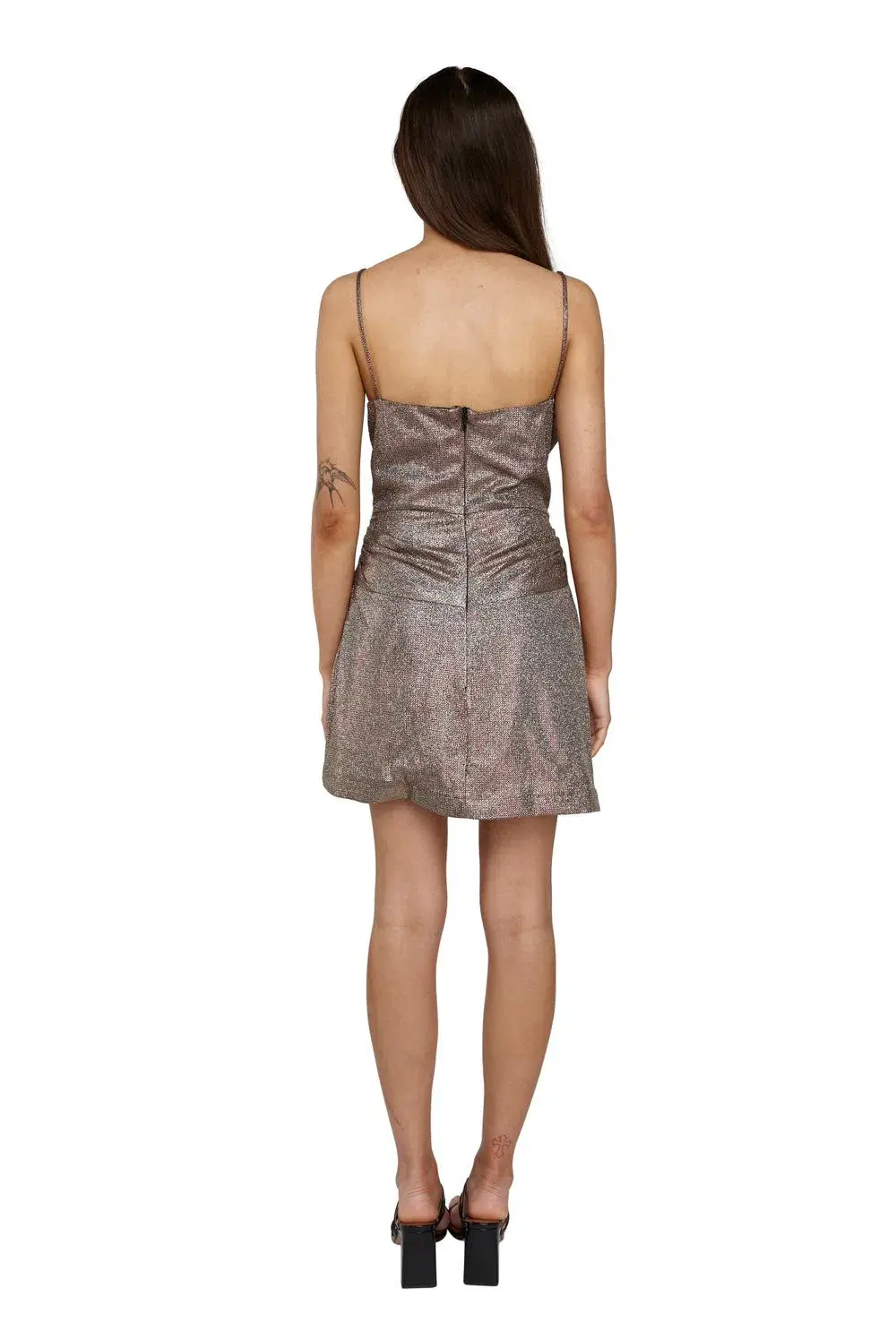 House of CB Socorro Sparkle Mini Drape Dress Silver Size XS/AU 6 - Image 2