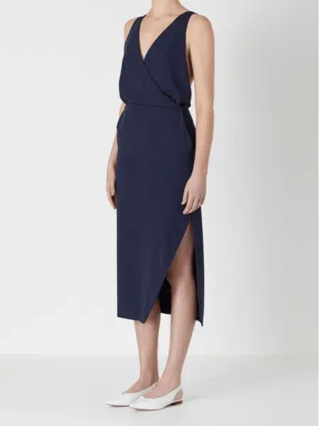 Viktoria & Woods Providence Cross Back Midi Dress Navy Size 2 / AU 10 - Image 1