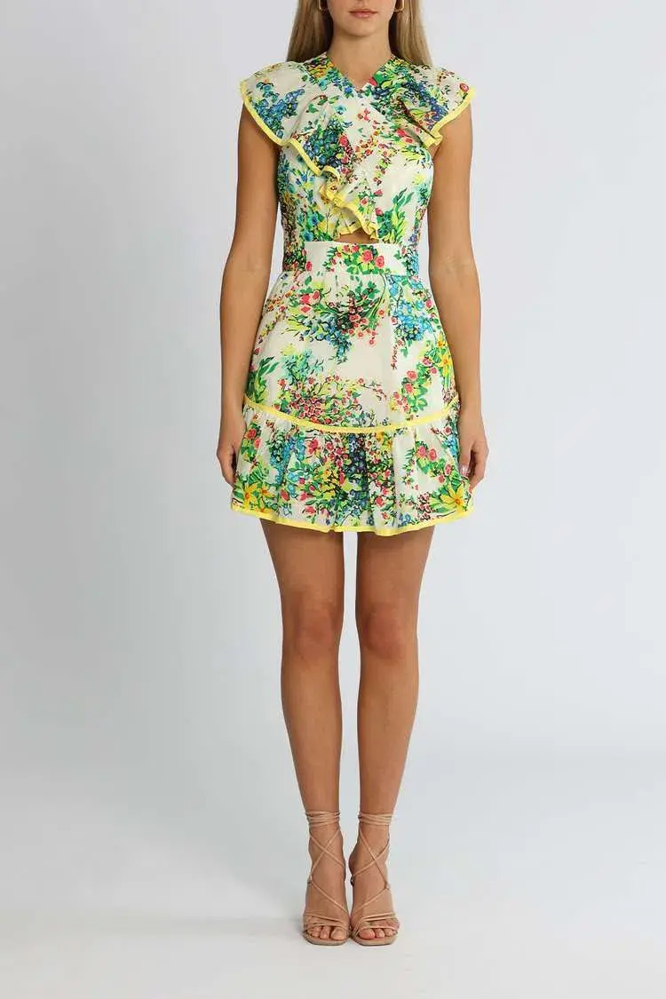Alice McCall Living For You Mini Dress Floral Green Multi Size 10 - Image 1