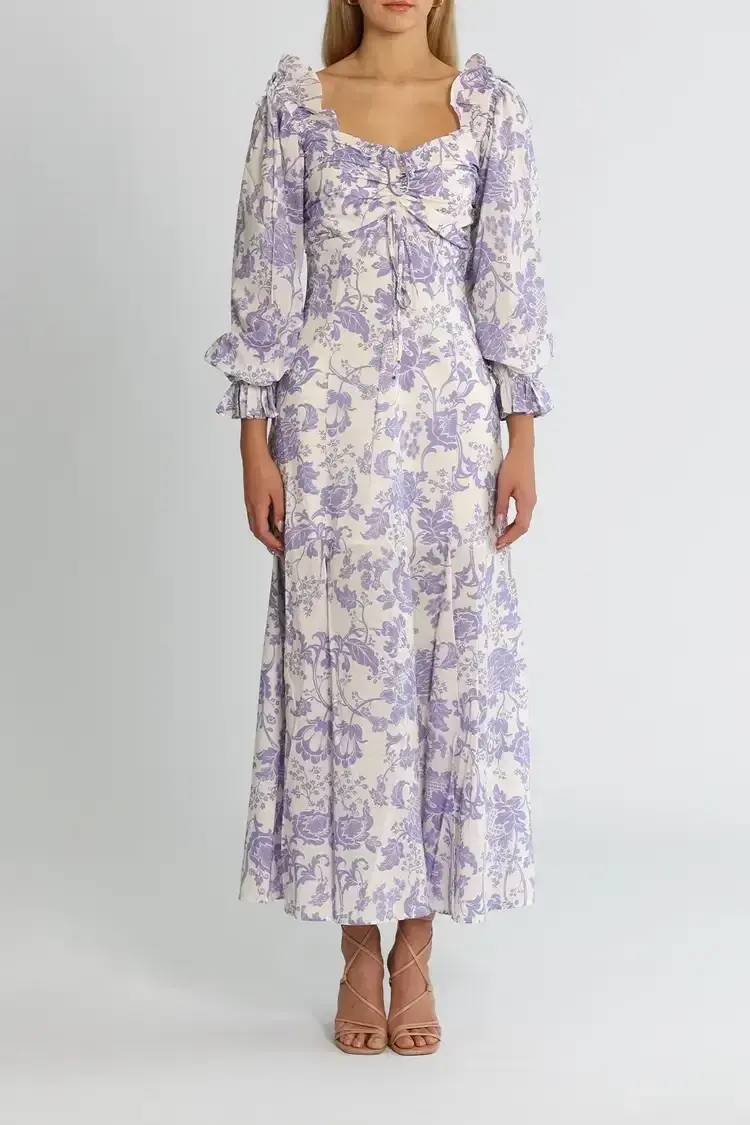 Alice McCall Mary Anne Midi Dress in Lavender Floral Size 8 - Image 4
