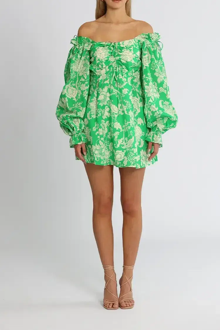 Alice McCall Mary Anne Mini Dress in Green Floral Size 10 - Image 2