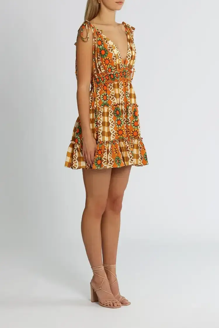Alice McCall Clara Mini Dress in Brown Multi Size 8 - Image 2
