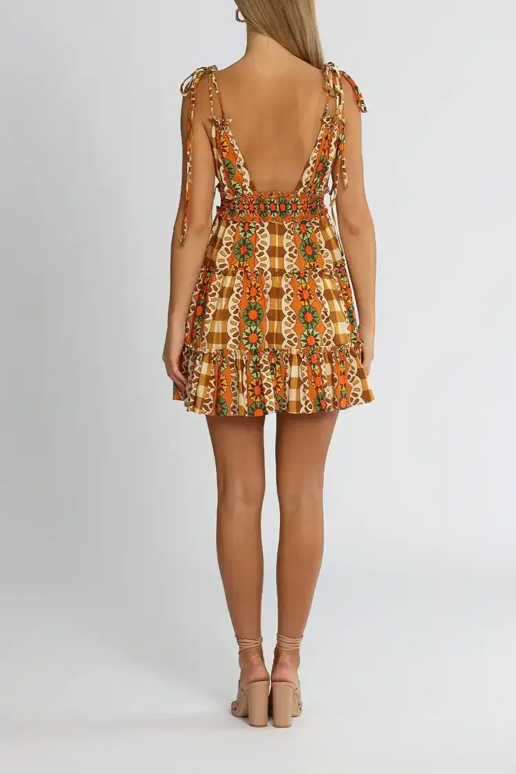 Alice McCall Clara Mini Dress in Brown Multi Size 8 - Image 3