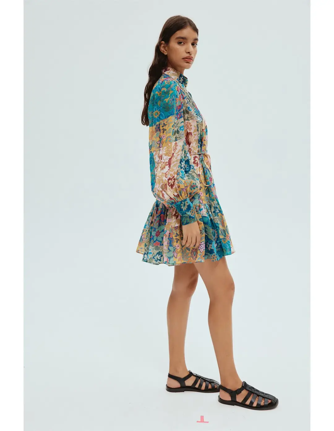 Alemais Bella Patchwork Mini Dress Floral Size 10 for rent on The Volte - main image