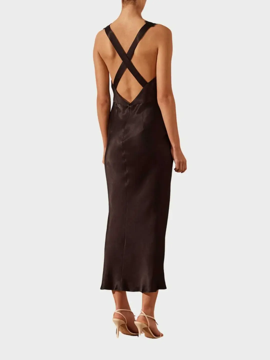 Shona Joy Camille Lace Cross Back Midi Dress Black Size 8 for rent on The Volte - main image