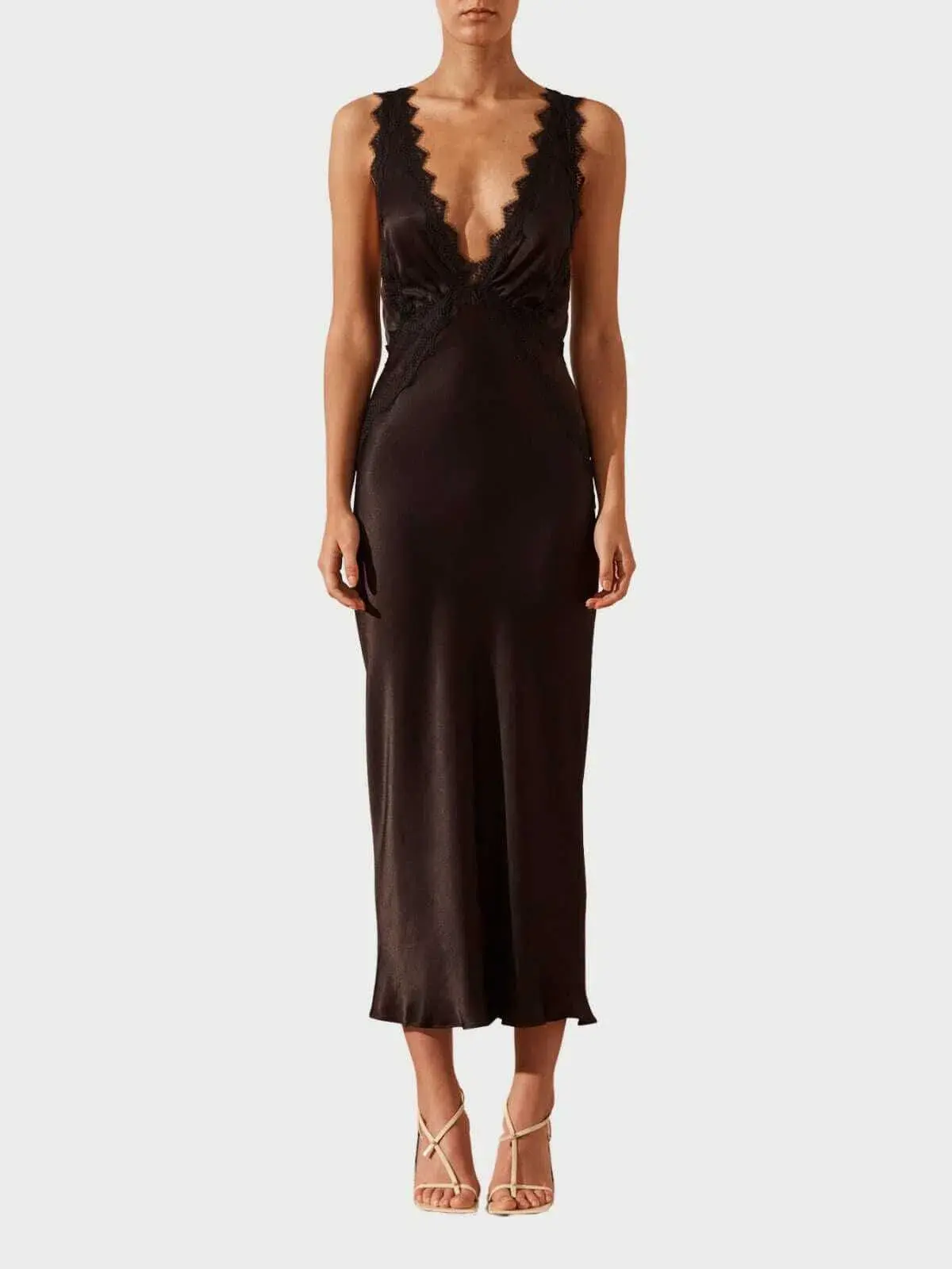Shona Joy Camille Lace Cross Back Midi Dress Black Size 8 - Image 3