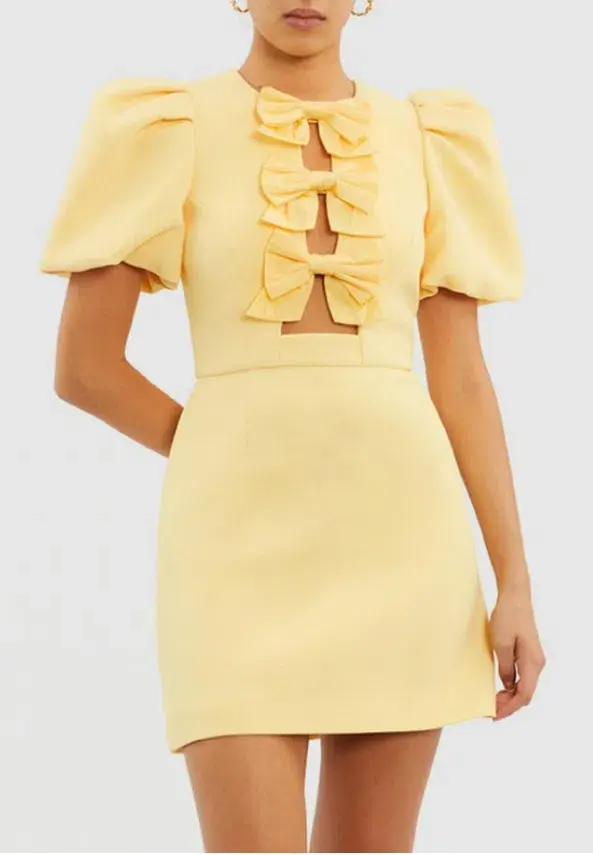 Rebecca Vallance Chloe Bow Mini Dress Yellow Size 12 - Image 4