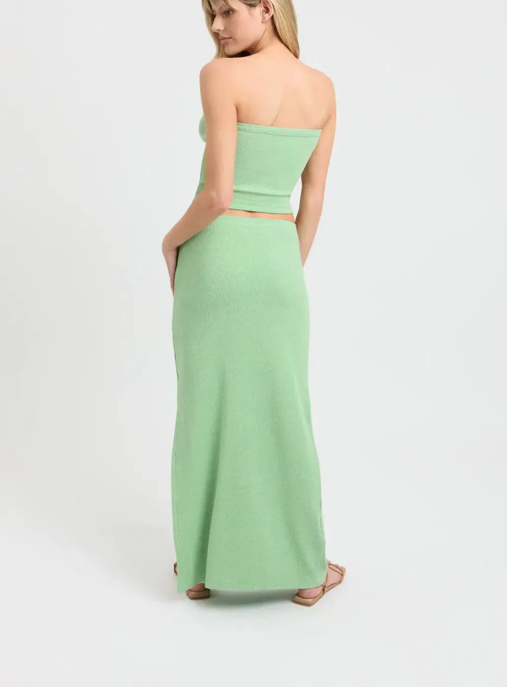 Kookai Freddie Top and Bodhi Low Rise Maxi Skirt Set Green Size 34 / AU 6 - Image 3